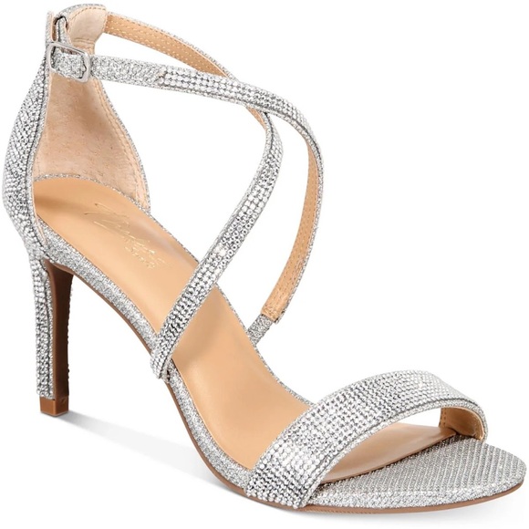 BRAND NEW Sparkly Strappy Heels Silver - Picture 3 of 7